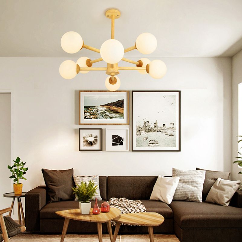 Moderner Globe Kronleuchter-Leuchten mehrköpfiger beige Kronleuchter Anhängerlampe für Restaurant