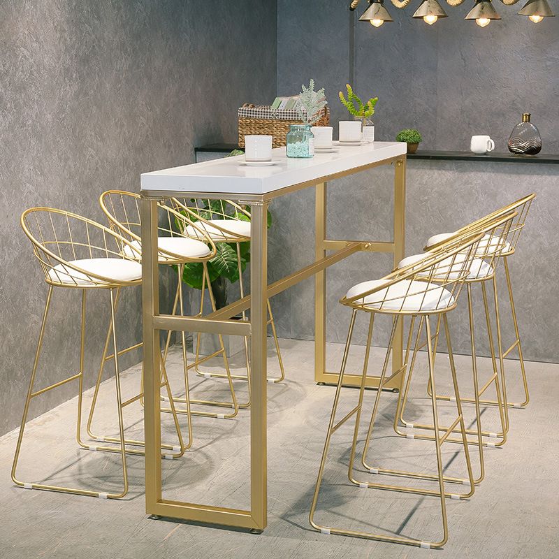 Modern Bar-height Table Solid Wood Top Bistro Pub Table with Gold Base