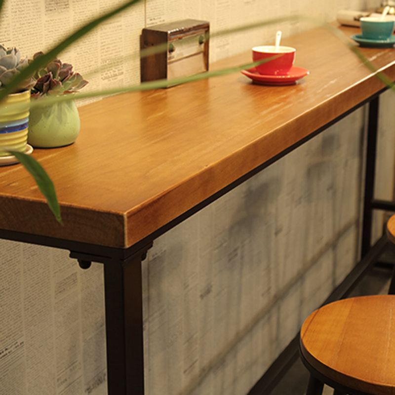 Trestle Base Dining Table Industrial Solid Wood Bar Table for Bistro