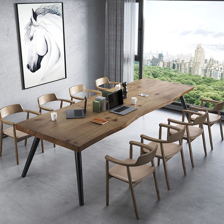 Rectángulo 4 patas Mesa de comedor industrial Mada de madera maciza Mesa de comedor fija