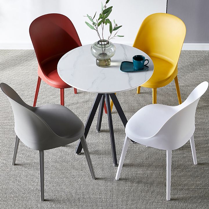 Round Dining Table Stone Top Dining Table in Black and White