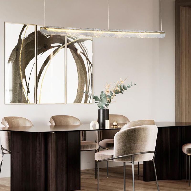 1-Light Island Light Modern Style Linear Shape Glass Shade Pendant Lighting