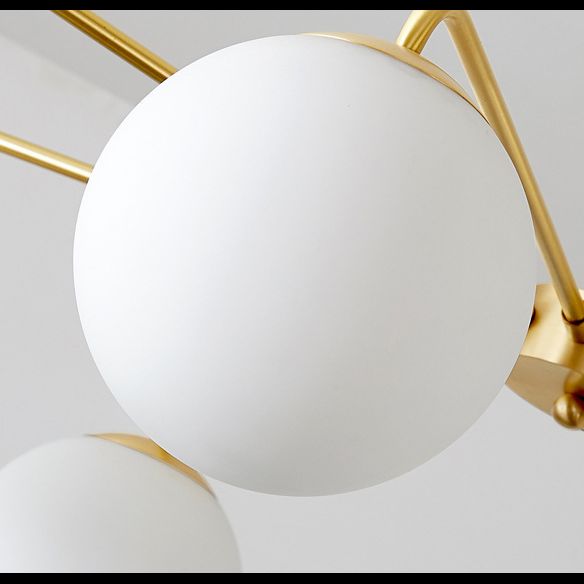 Post-Modern Minimalist Chandelier Light Fixture Spherical White Glass Ceiling Chandelier for Living Room