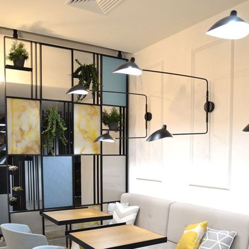 Black Modern Wall Sconce Geometric Shape Wall Light with Metal Shade for Bedroom