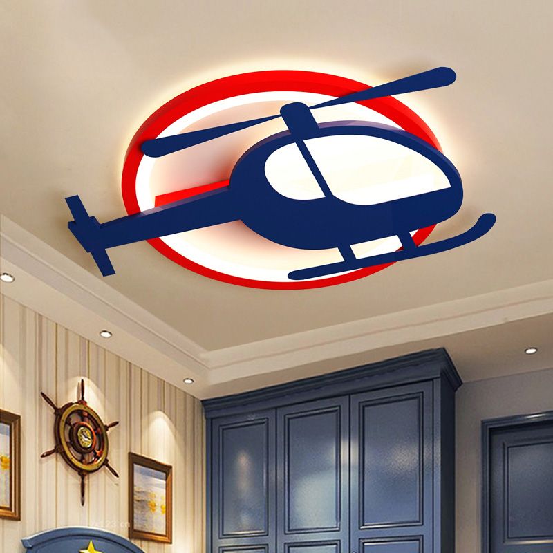 Helikopter Vorm LED Plafond Fixture Kid Acryl Flush Mount Licht voor Baby Slaapkamer