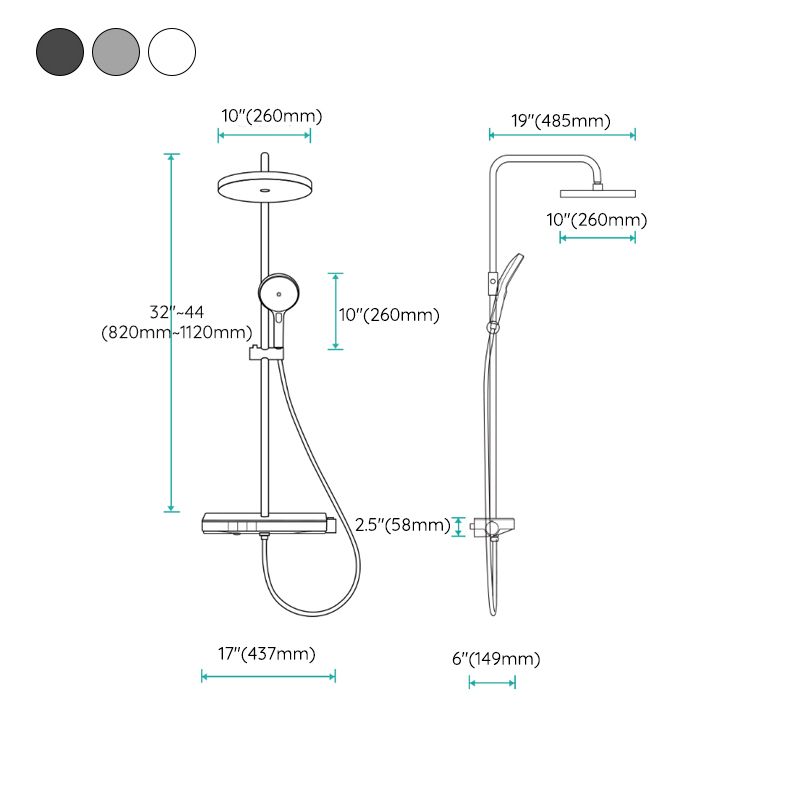 Shower System 4-Jet Rain Round Handheld Shower Head Wall Mounted Shower Trim