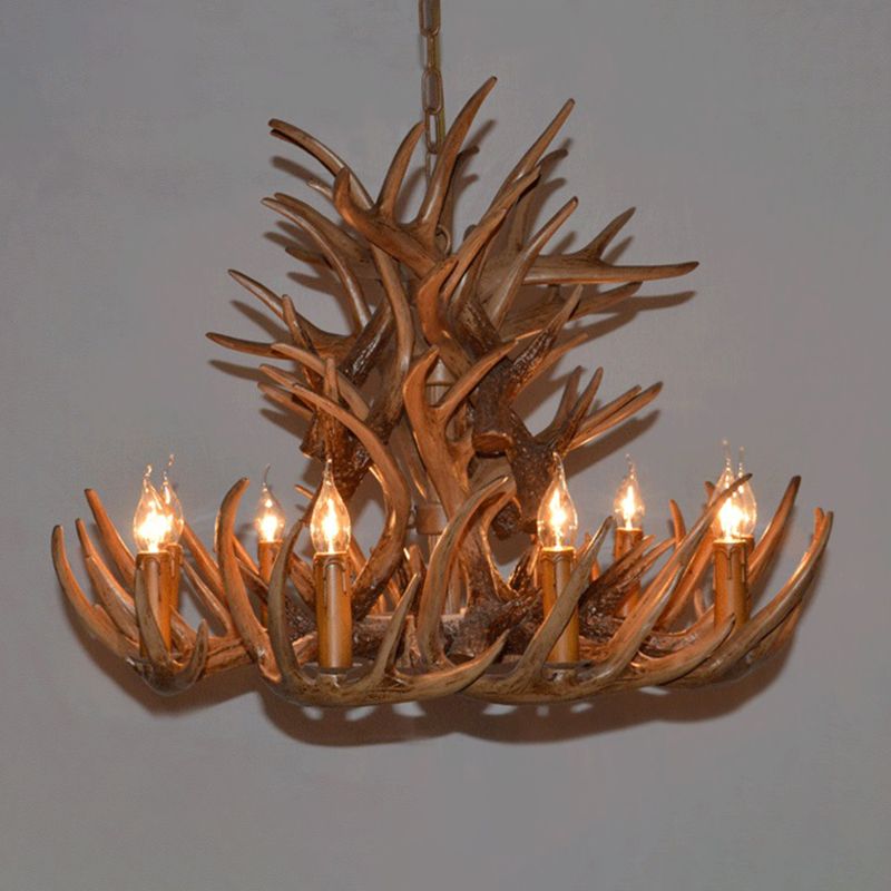 Avesos de lámpara de lámpara de madera de asta de la sala de estar de la sala de estar rústica accesorios de iluminación