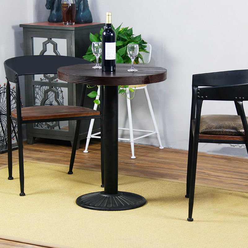 Modern Solid Wood Dining Table Metal Pedestal Base Dining Table for Home Use