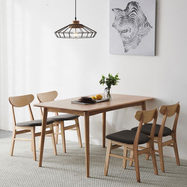 Rectangle Oak Wood Table in Nature Modern Dining Table with Wooden 4 Legs