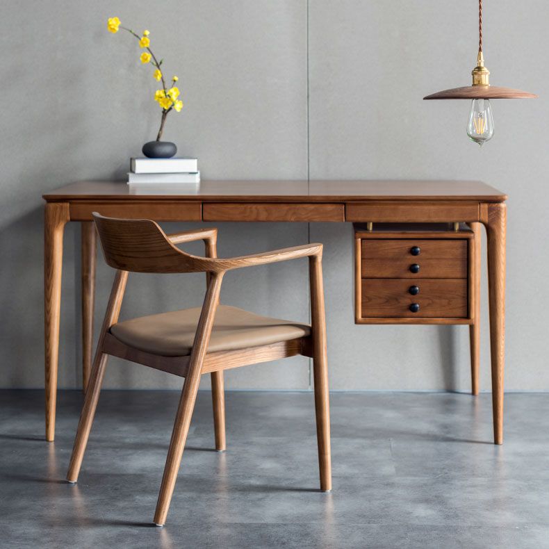 Arm Chair Traditional Style Dining Open Back Chair with Wooden Legs