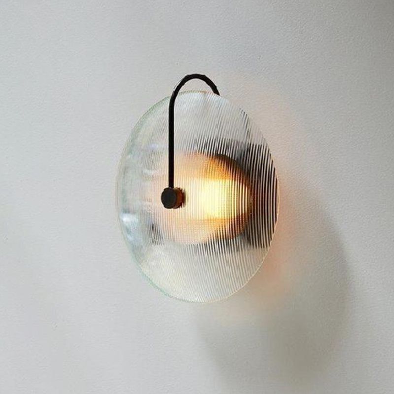 Hedendaagse 1-licht wandkandelcirkelcirkel Glazen wand gemonteerd licht voor woonkamer