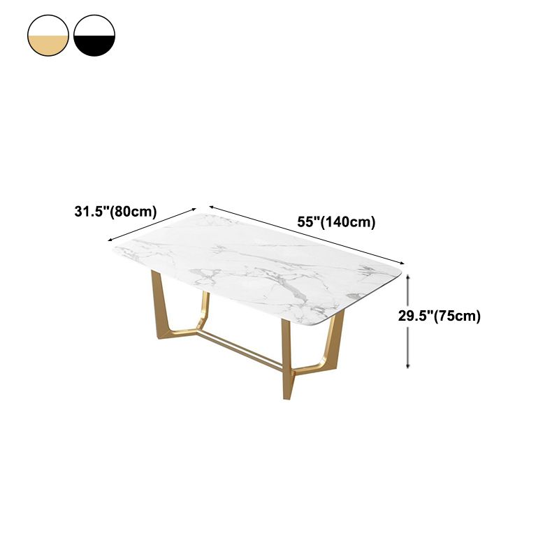 Traditional Luxury Dining Table Sintered Stone Table with Gold Frame for Home
