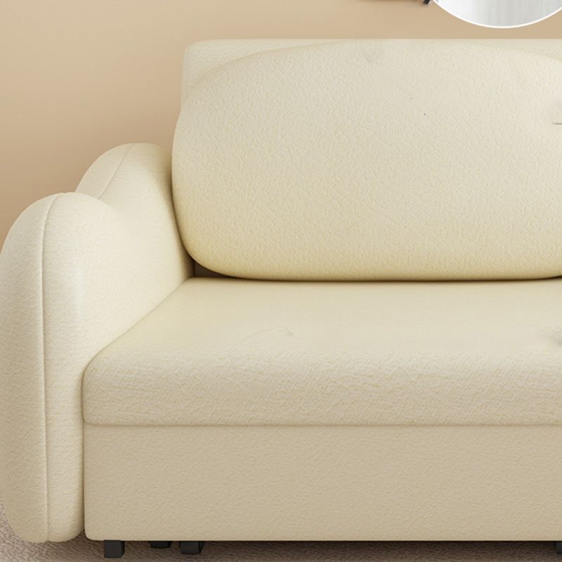 Glam Style Beige Futon Sleeper Sofa with Pillow Back in Velvet