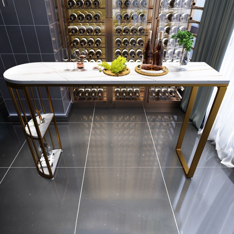 Glam Indoor Bar/Dinette Table with Storage Double Pedestal Bistro Bar Desk