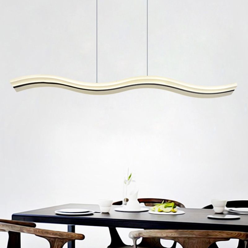 39.3" Length Wave Shaped LED Island Light Nordic Simplicity Style Long Strip Acrylic Lighting Fixture for Kitchen Bar