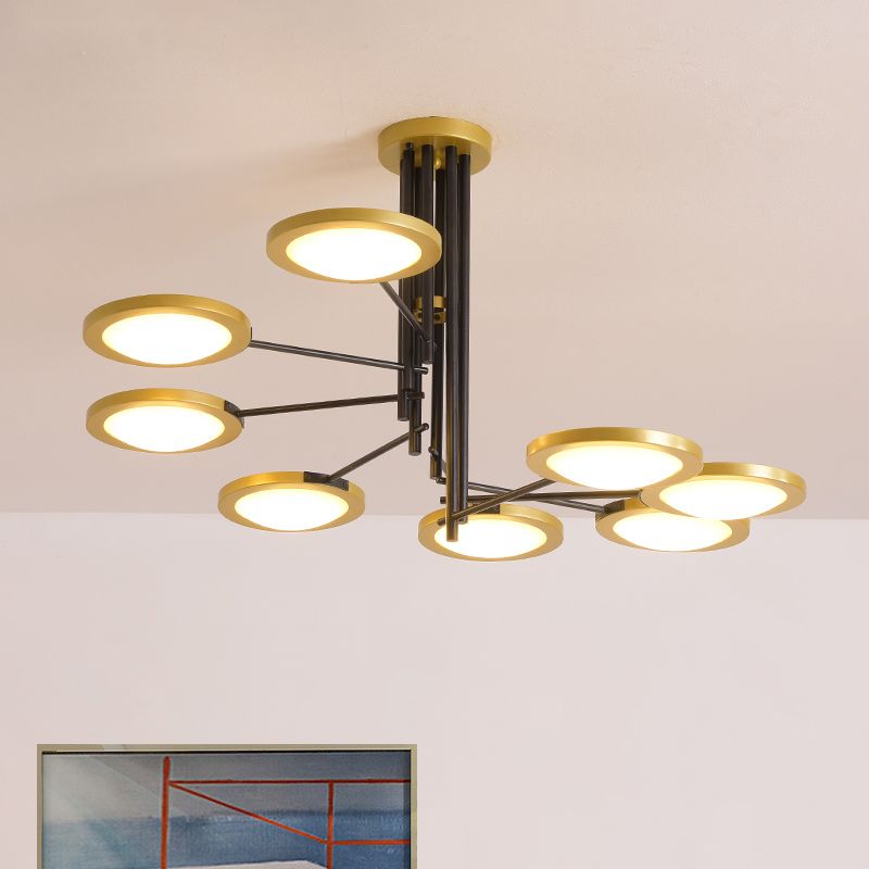 Black and Gold Round Ceiling Lighting Modernism 8 Lights Metal LED Chandelier Light with Spiral Design