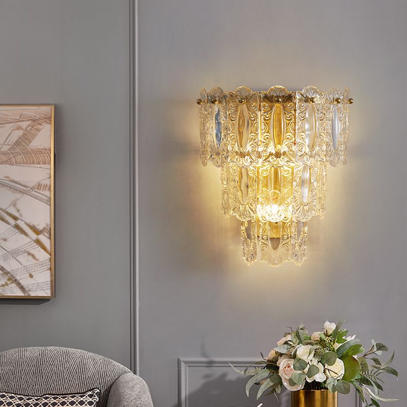 Multiple-Light Geometric Wall Light Fixture Modern Crystal Wall Sconce Light
