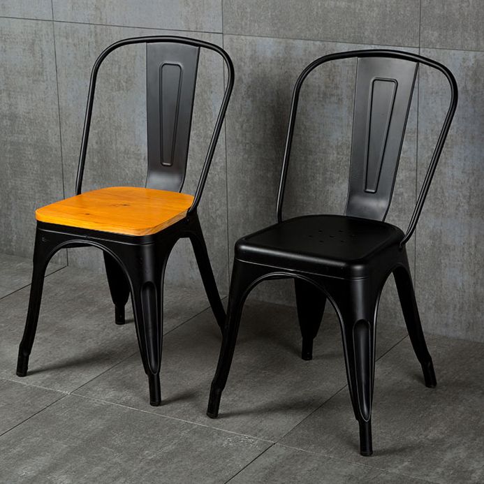 Industrial Dining Room Chair Slat Back Side Chair with Metal Legs for Home Use