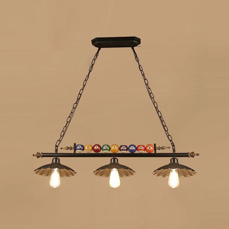 Luces de araña de araña de isla ligera de isla de estilo industrial en negro para restaurante