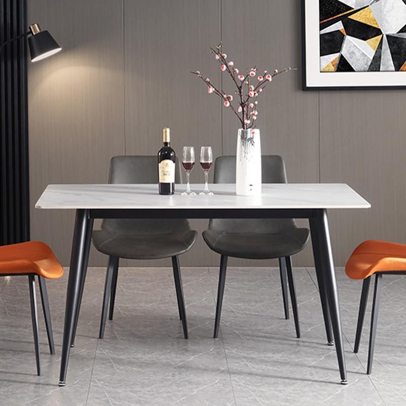 Glam Style Stone Dining Table 4 Black Legs Table Home Rectangle Dining Table