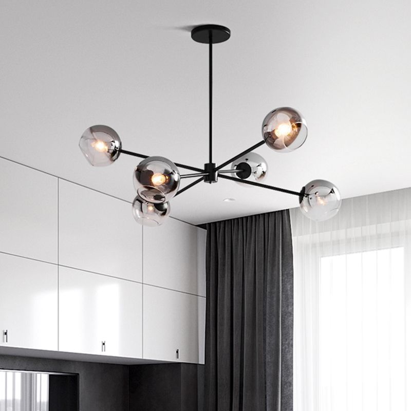 Gearceerde hanglampverlichtingsarmatuur minimalistische stijl glashangende kroonluchter voor woonkamer