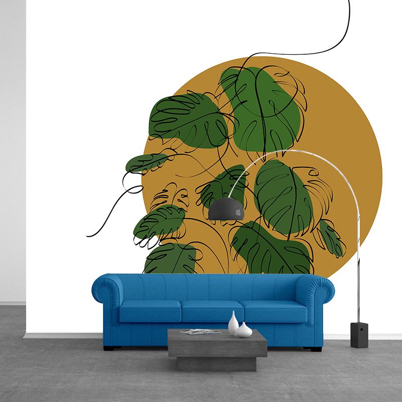 Eco-friendly Wall Mural Wallpaper Hand Painted Plants Sitting Room Wall Mural