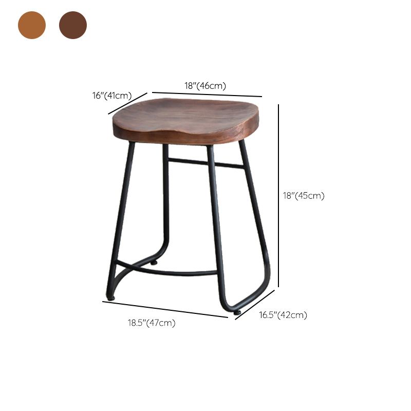 Modern Backless Armless Counter Stool Iron Bar Stool with Footrest