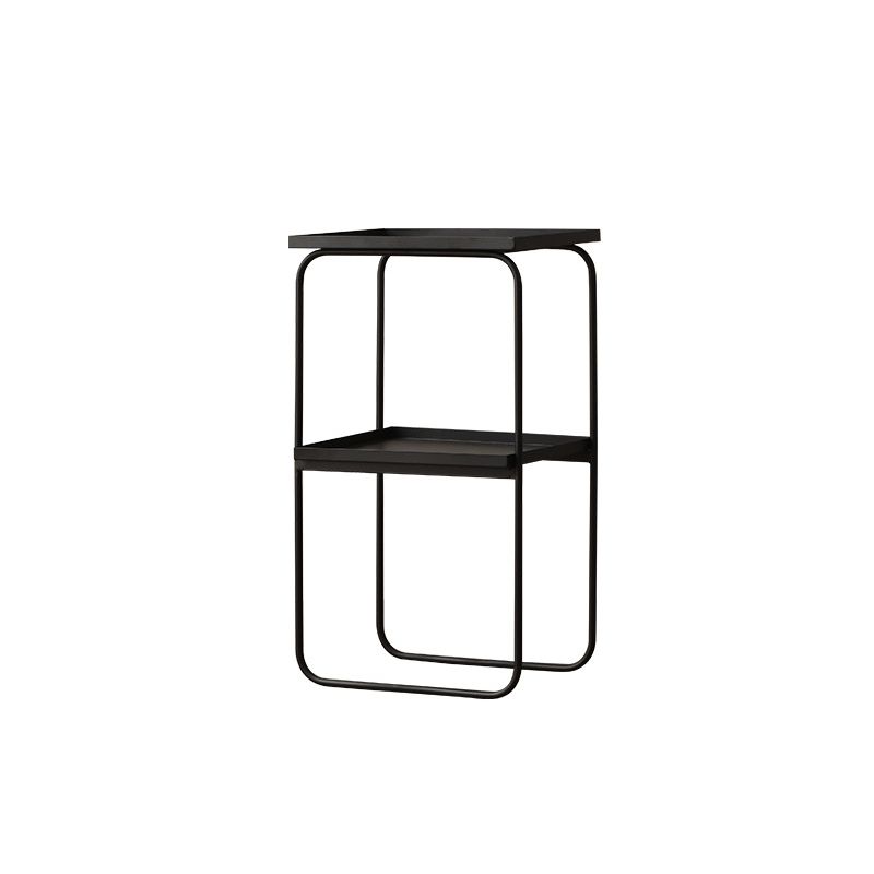 Mid-Century Tray Side Table Iron Sled Base End Table with Shelf