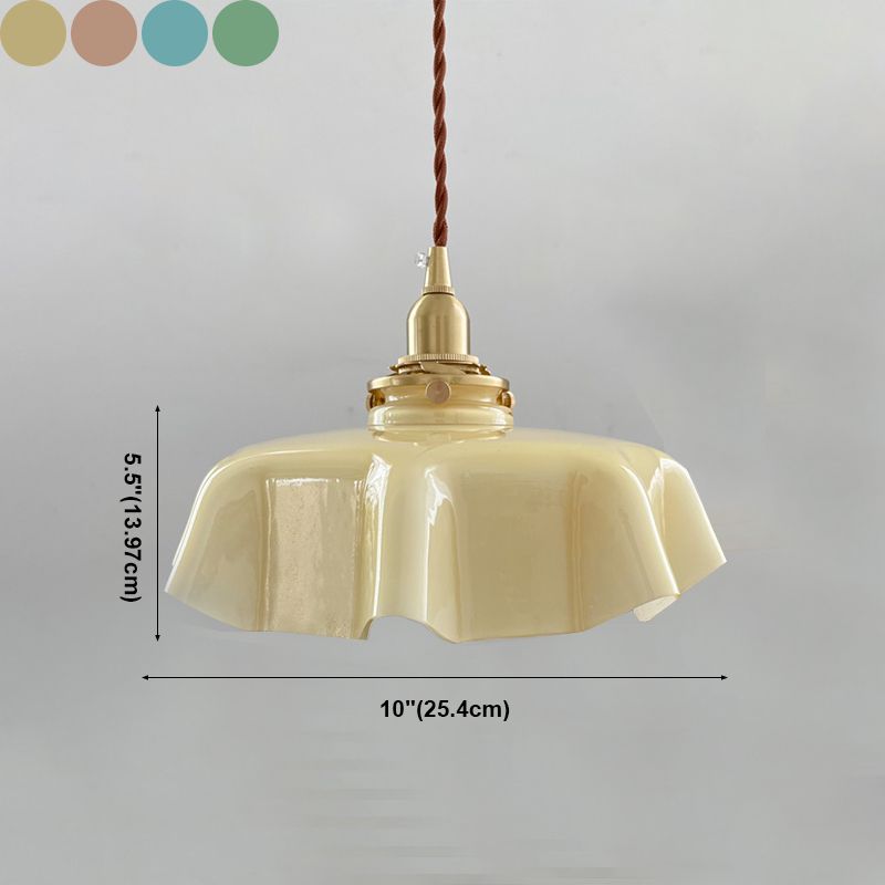 1-Light Pot Cover Hanging Pendant Industrial Style Glass Hanging Lighting for Living Room