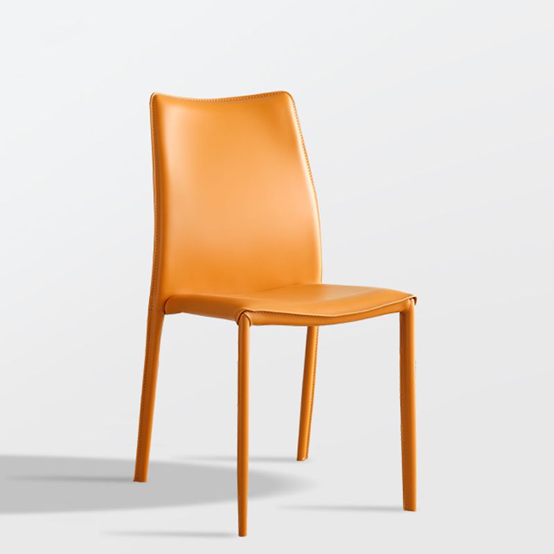 Faux Leather Upholstered Indoor Chair Matte Finish Solid Back Side Chair