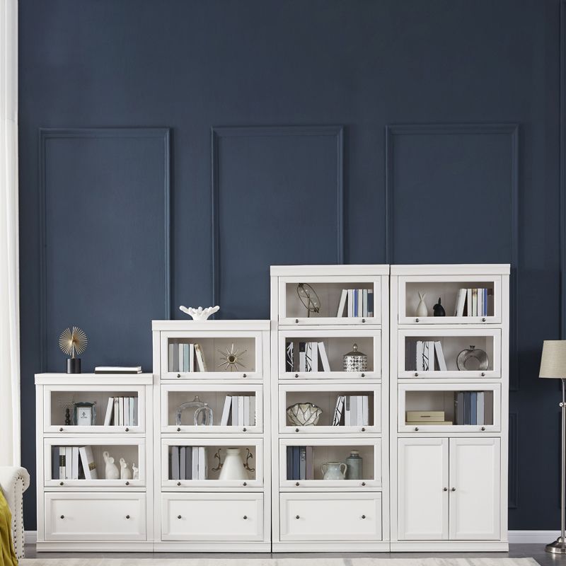Contemporary Standard Bookcase Wooden Closed Back Bookshelf With Cabinet