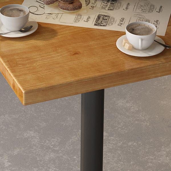 Industrial Square Hemlock Bar Dining Table Iron Indoor Bistro Table with Single Pedestal