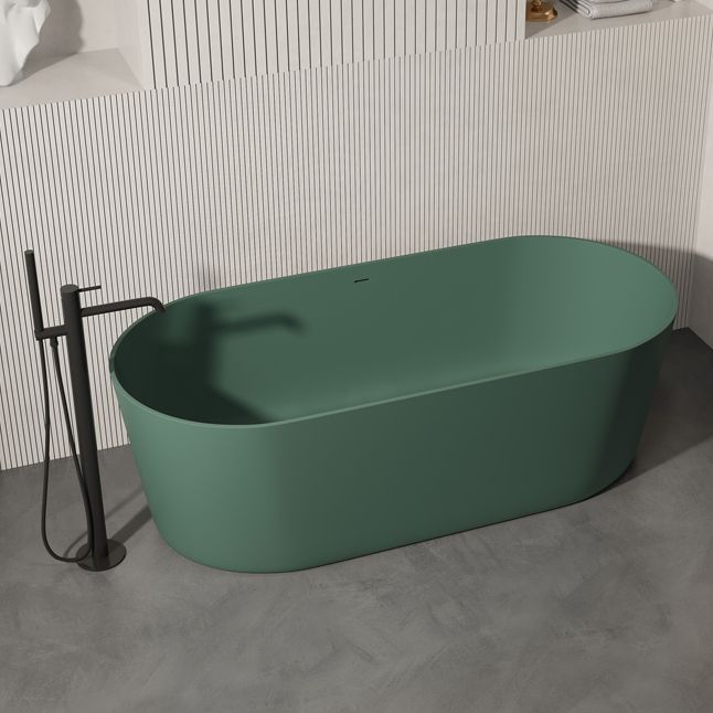 Antique Finish Oval Soaking Bathtub Back to Wall Modern Bath Tub