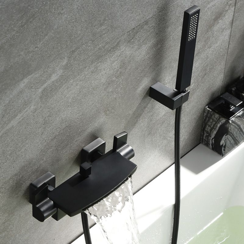 Wall Mounted Metal Tub Filler Low Arc Waterfall Tub Faucet Trim