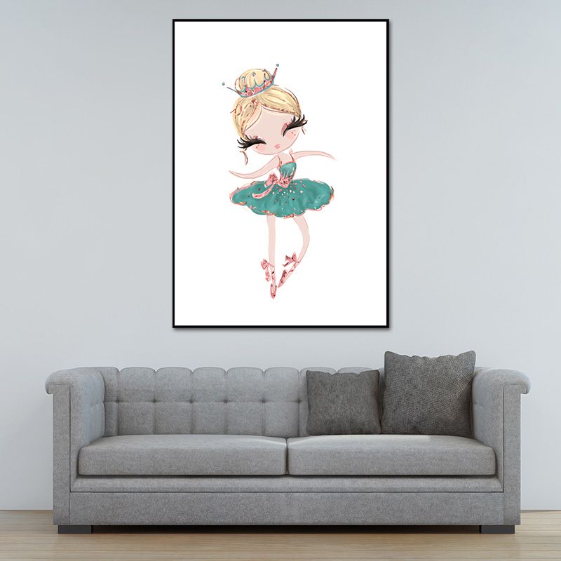 Toile d'art imprimée pour enfants, décoration murale de couleur claire pour petite fille dansante pour chambre à coucher