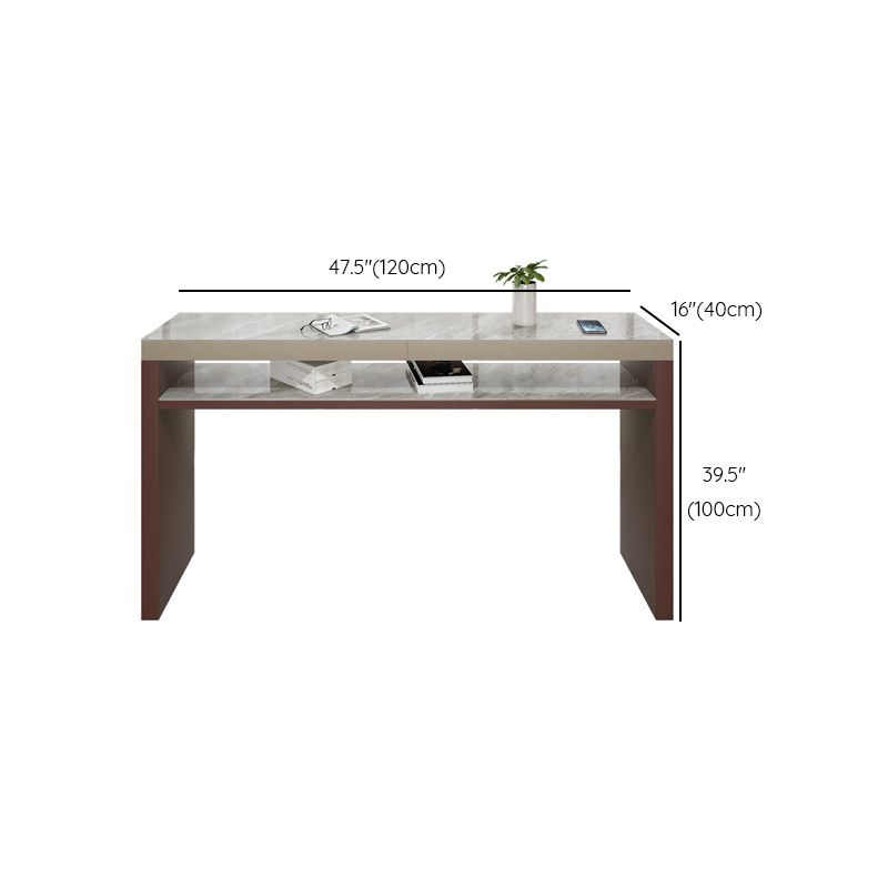 Industrial Rectangle Counter Height Table Stone Top Bar Table with Double Pedestal