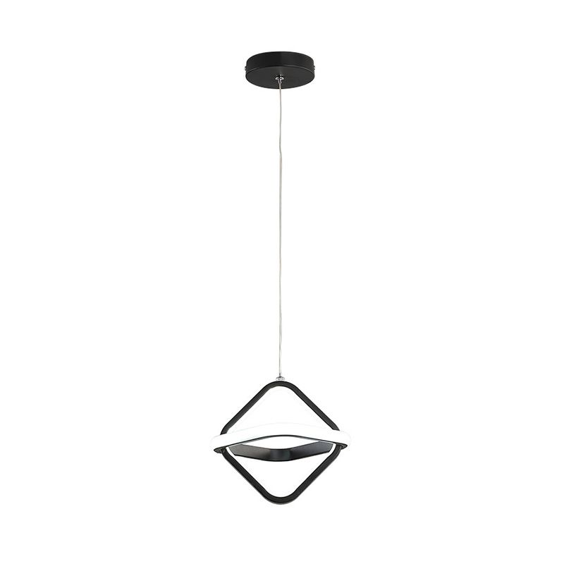 Pendre géométrique à LED noir dans la simplicité moderne Iron Lampe suspendue en fer à 2 légers avec nuance acrylique