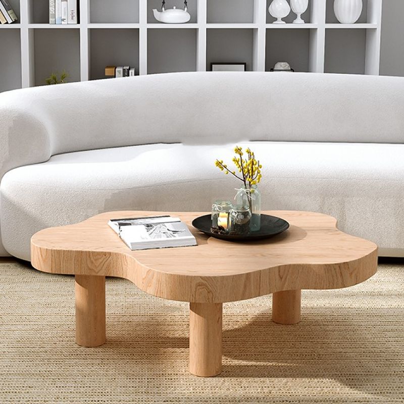 Nordic Cocktail Table 3 Legs Solid Wood Geometric Single Coffee Table