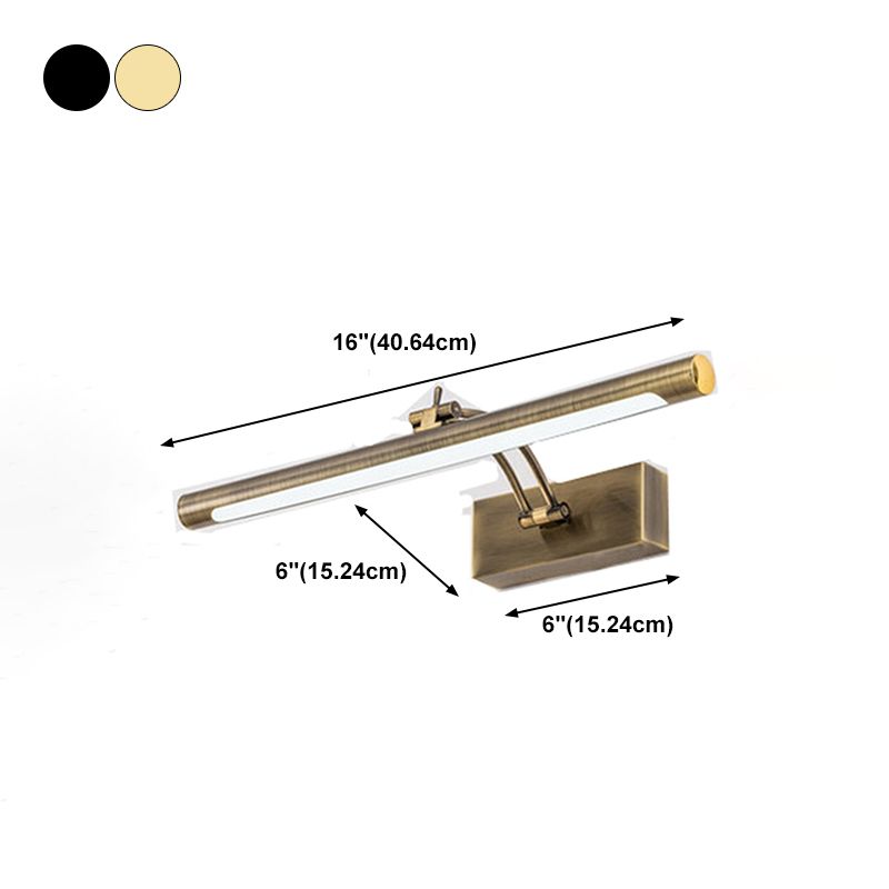 Tocador cilíndrico de metal posmoderno apliques de montaje de pared led de baño ajustable de baño ajustable