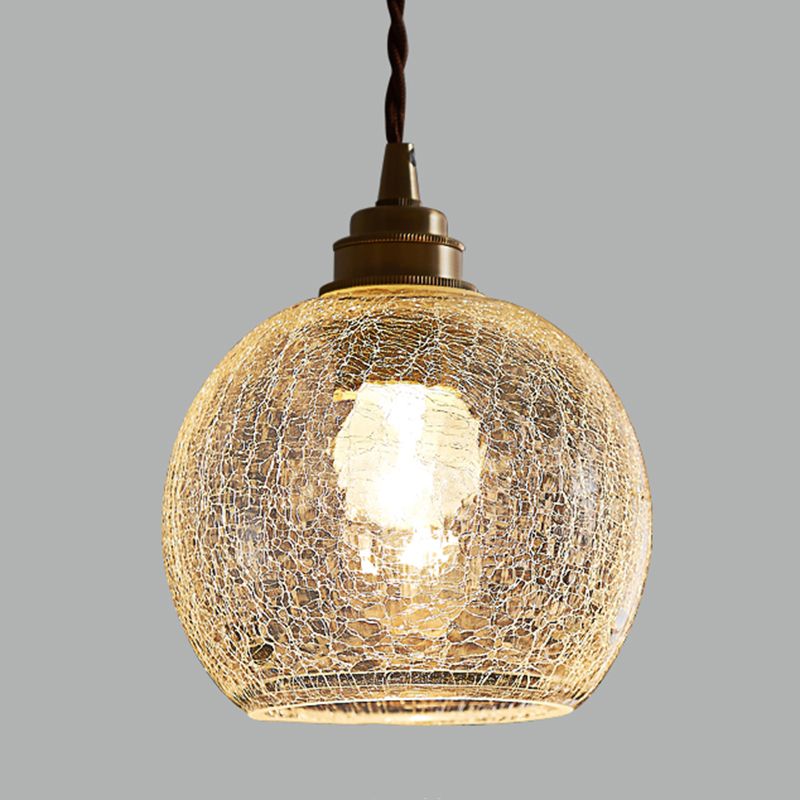 1 leichte kugelförmige Anhängerlampe Vintage Industrial Knistorte Glashängelampe für Wohnzimmer