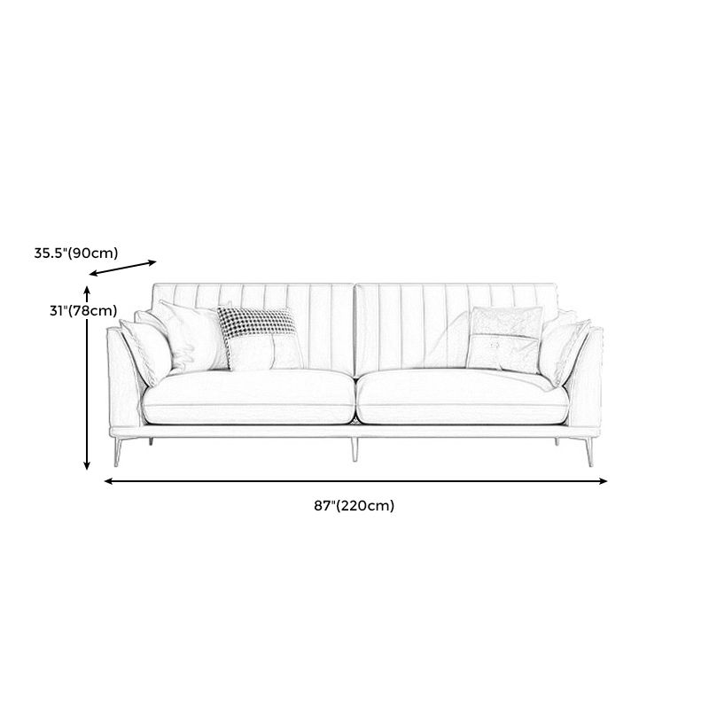 Stationary White Stain Resistant Living Room Pillow Top Arm Standard Settee