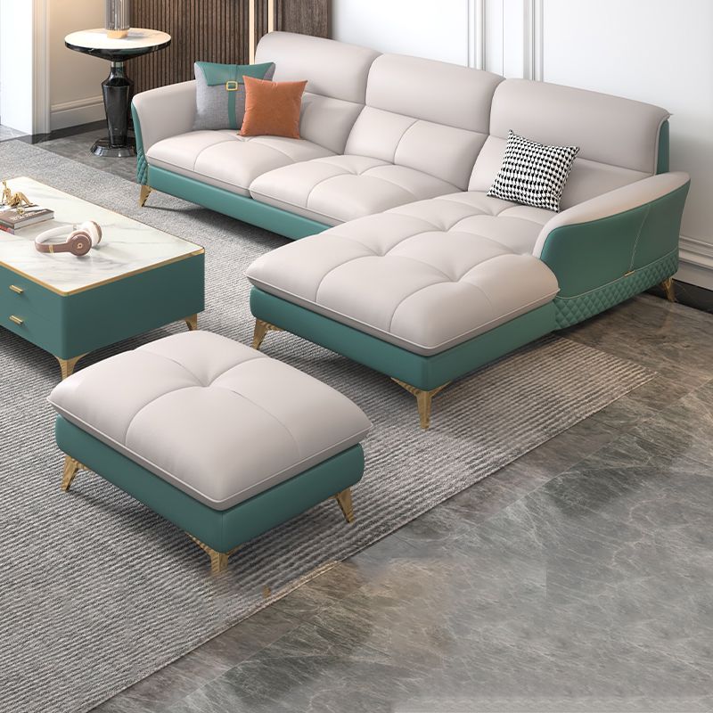 34.64 " H Genuine Leather Flared Arm Sofa & Chaise for Living Room