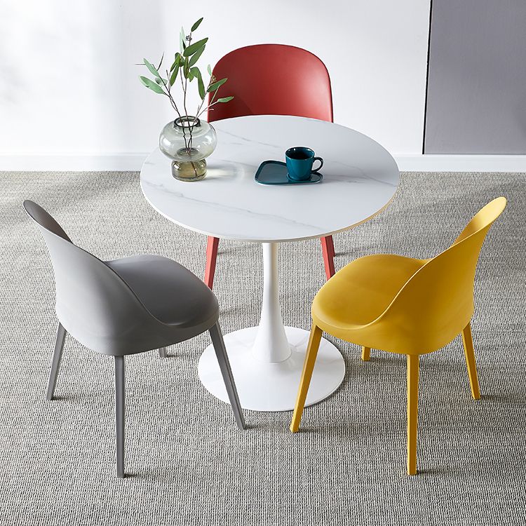 Mesa de comedor de piedra sinterizada de estilo moderno, mesa redonda con base de tulipán