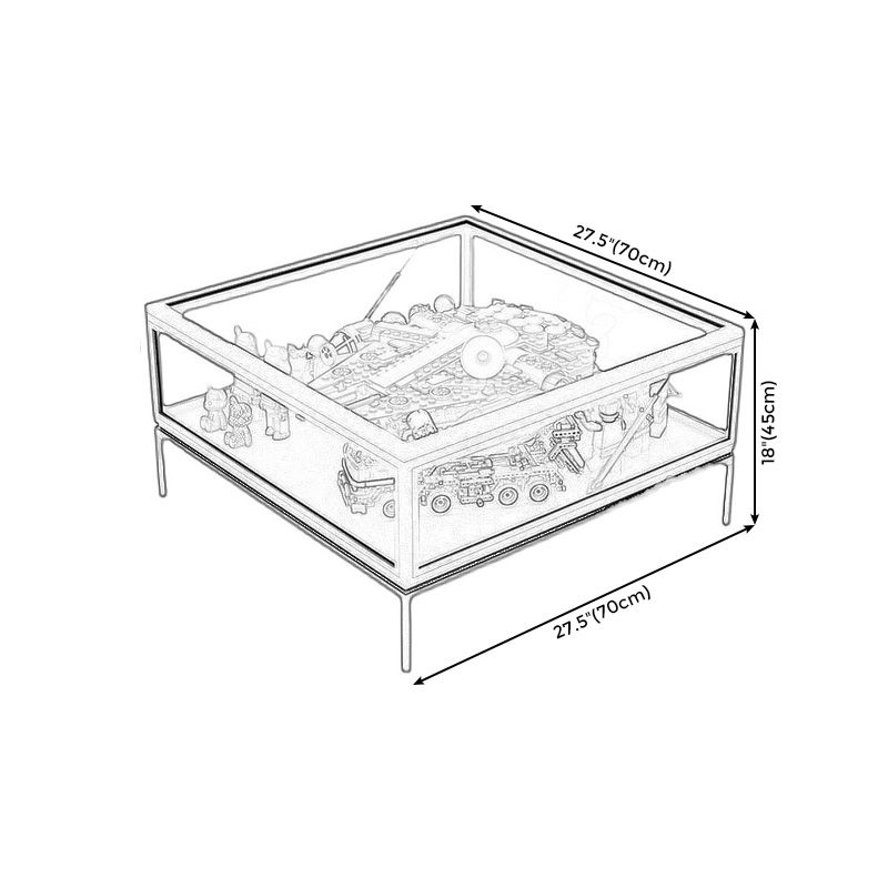4 Legs Base Design Black/white Tempered Glass Top Iron Base Square Coffee Table