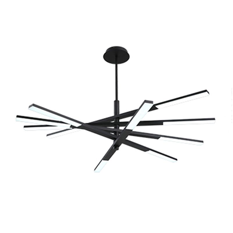 Linearer Schatten Metall Kronleuchter Lichter moderne Kronleuchterbeleuchtung in Schwarz