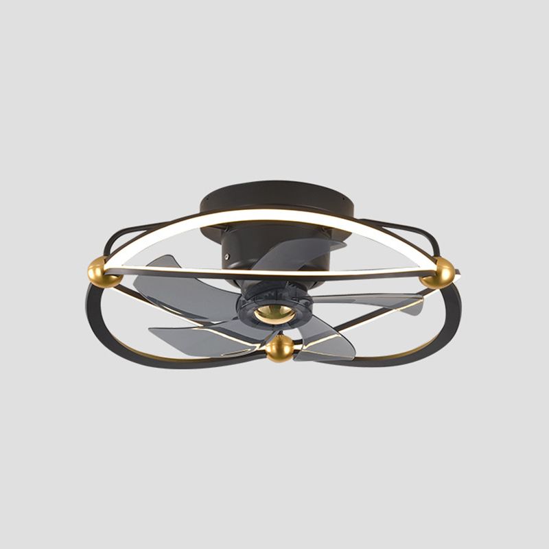 Metal Round Shape Ceiling Fans Light Modern 2-Lights Flush Mount Ceiling Fan Light