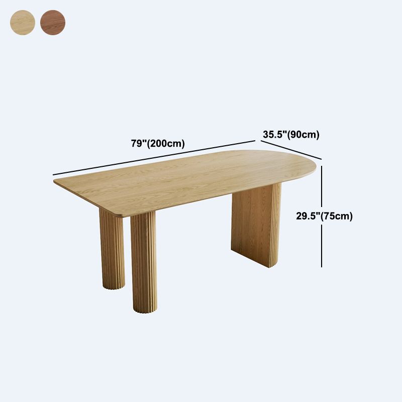 Free Form Dining Table Pine Solid Wood Dining Table in Walnut and Natural