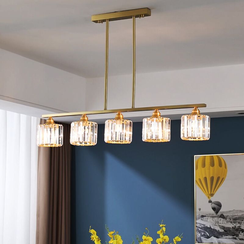 Contemporary Style Cylinder Shape Island Lights Crystal Island Lighting