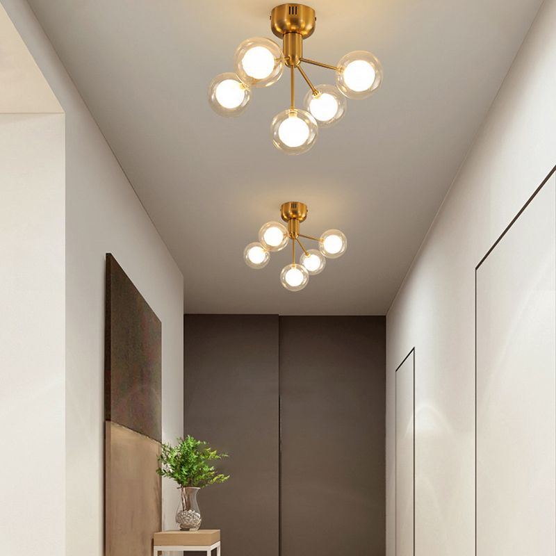 Sputnik Ceiling Lighting Contemporary 5-Light Semi Flush Mount for Hallway