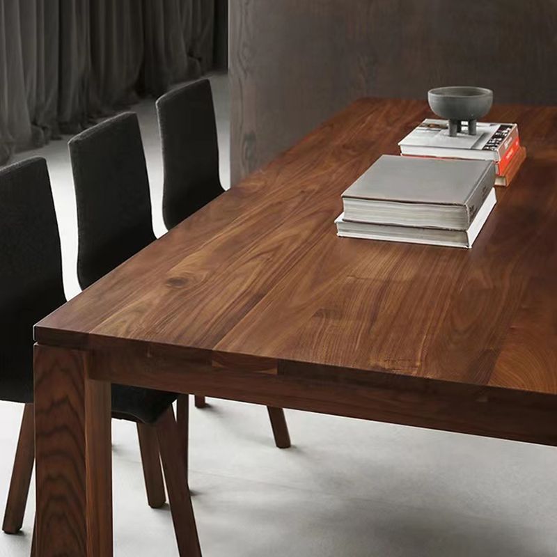 Modern Rectangle Dining Site Table Pine Solid Wood 4 Legs Dining Table in Brown